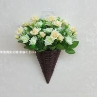ราคา ชุดดอกไม้ประดิษฐ์ติดผนังดอกไม้ปลอมพลาสติกของตกแต่งขนาดเล็กของตั้งโชว์กระเช้าดอกไม้แขวนผนังสำหรับติดผนังห้องรับแขกในบ้านพืชสีเขียว (16933812210)
