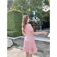 ราคา ชุดเดรสผู้หญิง เดรส ชุดเดรส dress เดรสผู้หญิง ชุดเดรสสวยๆหรู Bellabigsize พร้อมส่ง MFเดรสชมพูปักกระดุมมุกแต่งคอโคร์เชต์ เดรสสาวอวบใส่สวยๆได้ทุกโอกาสจ้า (20139488118)