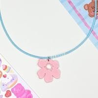 ราคา flower necklace สร้อยคอ y2k สร้อยคอจี้ดอกไม้มีกลิตเตอร์ สีพาสเทล สร้อยเชือกถัก (21288664885)