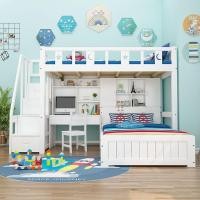 ราคา Spot parcel post Bunk Bed Solid Wood Bunk Bed Small Apartment Staggered with Desk Home Children Upper and Lower Bed Second Floor Bunk Bed (20552272501)
