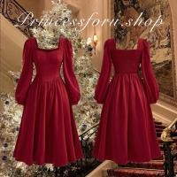 ราคา เดรสแขนยาว สีแดง ยาว ชุดคริสมาสต์ (20993277438)
