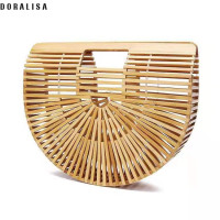 ราคา DORALISA กระเป๋าไม้ไผ่สานที่นิยมทำด้วยมือกระเป๋าชายหาดครึ่งวงกลมสำหรับผู้หญิงหวายกระเป๋าฟางวันหยุด พาดลำตัวมีสไตล์และกิจกรรมกระเป๋าสะพายไหล่สำหรับกลางแจ้ง (21061351962)