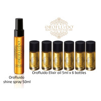 ราคา Orofluido elixir oil 5ml x6 Orofluido shine spray 50ml ชุดน้ำมันอาแกนออยพร้อมสเปรย์เคลือบเงาเส้นผม ข่วยบำรุงพร้อมเพิ่มความเงางามถึงขีดสุดให้แก่เส้นผมิกลิ่นหอม (9840491426)