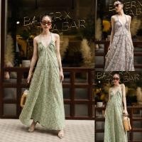 ราคา พร้อมส่ง Maxi เดรสสายเดี่ยวลายดอกไม้แต้มสี สายไขว้หลัง แม็กซี่ยาว งานป้าย Vshop (19494274626)