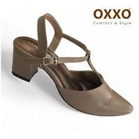 ราคา OXXO รองเท้าคัทชู รองเท้าผู้หญิง รองเท้าหัวแหลมรัดส้น สูง2นิ้ว ทำจากหนังพียู นิ่มใส่สบาย FF3094 (19767287760)