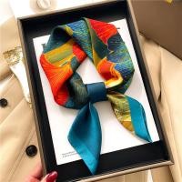ราคา 2023 Neckerchief หญิงหรูหราผ้าพันคอสี่เหลี่ยมจัตุรัสสำหรับผู้หญิงผ้าคลุมไหล่ผ้าคลุมฮิญาบแฟชั่น Wraps ริบบิ้นผมผ้าพันคอ (21358602068)