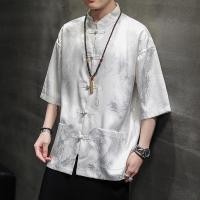 ราคา TAILOR เสื้อลายมังกร เสื้อตรุษจีนผู้ชาย เสื้อวินเทจปักผู้ชาย แขนสั้นน้ำแข็งผ้าไหมเสื้อวินเทจ (21281004408)