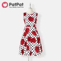 ราคา ชุดเดรสเสื้อกล้ามพิมพ์ลายลายจุดและกุหลาบแดงลายจุดสำหรับครอบครัวชุดเสื้อโปโลแขนสั้น (20925330912)