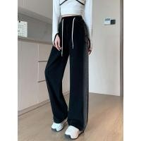 ราคา กางเกงยีนส์ไล่ระดับสีดำสำหรับผู้หญิงกางเกงขากว้างเอวยางยืดผูกเชือกทรงสอบเอวสูงไซส์ใหญ่ใส่แล้วดูผอมเพรียวสำหรับสาวอวบแบบใหม่ฤดูใบไม้ร่วง (20503466569)