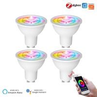 ราคา MOES Tuya ZigBee GU10 Smart LED Bulbs RGB C W White 5W Dimmable Lamps Smart Life APP Control Light Bulbs Work with Alexa (13519287009)