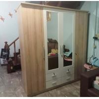 ราคา POR JAI FURNITUREตู้เสื้อผ้า 180 ซม 4 บานเปิดกระจกตรงกลาง 2 บานเปิดเมลามีน จัดส่งทั่วประเทศ รุ่น WR 644 สีขาว ขายดีมาก (19554009304)