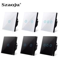 ราคา Touch Switch EU Standard White Crystal Glass Panel Light Switch Ac220v Switch 1 Gang 1 Way Single Control Wall Lamp Touch Switch (10292032105)