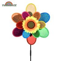 ราคา Twister CK Double layer Sunflower shape Windmill Garden Park Outdoor Decoration Layout Pinwheels Colorful Sequin Windmill For Party Garden (20111337260)