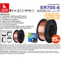 ราคา SUMO ลวดเชื่อม MIG Co2 ER70S 6 X 15 กก 0 8 0 9 1 0 1 5 mm ราคายกม้วน (19724170969)