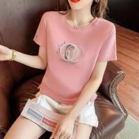 ราคา เสื้อยืดผู้หญิงสีชมพูฤดูร้อนความรู้สึกดีไซน์ใหม่ฝูงชนขนาดเล็กเอวสูงเสื้อเอวลอยแฟชั่น (19542237158)