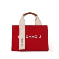 ราคา Fashion Retro Tote Bag Women Canvas Handbag Printed Letters Shoulder Messenger Bags Solid Color Portable Mommy Handbags Black (19966453174)