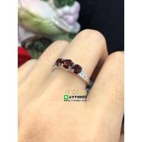 ราคา แหวนโกเมน แหวนเงินแท้ ชุบทองคำขาว พลอยโกเมนแท้ YTG 8508 (17552943377)