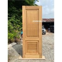 ราคา ประตูไม้ ไม้สัก ลูกฟักส่วนบน บานเกล็ดส่วนล่าง คิ้วเสริม 2 ชั้นบน ล่าง (19834395692)