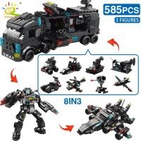 ราคา HUIQIBAO 454 585PCS 8in1 SWAT ตำรวจ Command รถบรรทุกบล็อกตัวต่อ City เฮลิคอปเตอร์อิฐชุดของเล่นเพื่อการศึกษาเด็ก (21357311533)