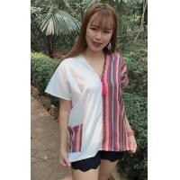 ราคา เสื้อพื้นเมืองผ้าฝ้าย แต่งผ้าทอนากา (1563062284)