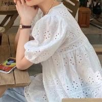ราคา HOT dress mini dress mini dress puff sleeve floral print oversized vintage style fashion for women 2023 (20965650326)