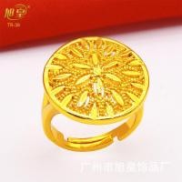 ราคา แหวนกลวงแกะสลักแบบเดียวกับร้านทองผู้หญิง การเลียนแบบแหวนทองทราย Guochao 24K แหวนชุบทองเครื่องประดับงานแต่งงาน (19561665640)