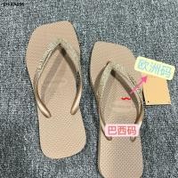 ราคา Havaianas Square fashion new seaside flip flops summer flip flops wear resistant outer wear (20673929956)