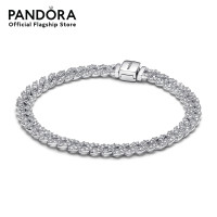 ราคา Pandora Sterling silver bracelet with clear cubic zirconia เครื่องประดับ สร้อยข้อมือ สร้อยข้อมือเงิน สร้อยแพนดอร่า แพนดอร่า (20662960320)