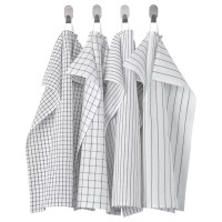 ราคา ผ้าเช็ดจาน IKEA สีขาว เทาเข้ม มีลาย ขนาด 45x60 ซม แพ็ค 4 (21015270013)