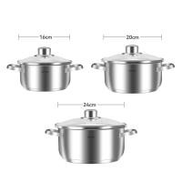 ราคา NEW ARRIVAL Simplus หม้อซุปสแตนเลส 304 16 20 24 ซม Cookware Set (21053227713)