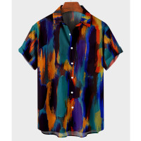 ราคา เสื้อแฟชั่นเสื้อเชิ้ตผู้ชายชายเสื้อแฟชั่นเสื้อผ้าลำลองไล่ระดับสีแขนสั้นเสื้อยืดเสื้อขนาดใหญ่ผู้ชาย (20675167113)