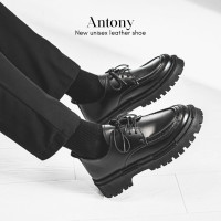 ราคา รองเท้าหนังผู้ชาย สีดำ ส้นปานกลาง แบบทางการ ผูกเชือก รุ่น Antony (20321393962)
