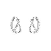 ราคา เพชรแท้100 ต่างหูเงินแท้ S925 ต่างหูเพชรของผู้หญิง ต่างหูทรงเรขาคณิตแบบห่วงไขว้ เงินสเตอร์ลิงไม่ซีดจาง มาพร้อมกับใบรับรอง (21268382859)