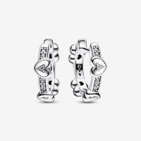 ราคา 925 Sterling Silver Radiant Sparkling Hearts Hoop Earrings CZ Stone Love Shape Earring Jewelry Christmas Gift For Girl Friend (20975981576)