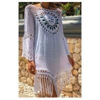 ราคา เสื้อคลุมชุดว่ายน้ำ บิกินี่ เสื้อถักแต่งพู่ เสื้อคลุมไซส์ใหญ่ เสื้อคลุมผ้าฝ้ายนิ่มมากค่ะใส่สบาย มี2สีพร้อมส่ง (15234991383)