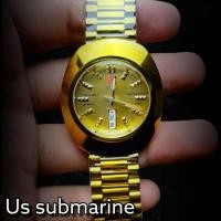 ราคา us submarine รุ่น SUB 111MD นาฬิกาข้อมือผู้ชายระบบควอทต์บอกวันที่กันน้ำ สีทอง New (12335985649)