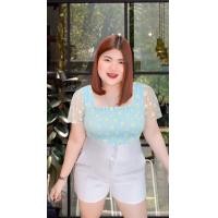 ราคา 691 Rเสื้อสาวอวบสาวพลัสไซส์ ผ้าซีทรูดอกไม้ รุ่นสม็อค อก38 48 (19908196885)