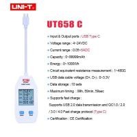 ราคา diymore มิเตอร์วัดกำลังและที่ทดสอบ USBมิเตอร์วัดแรงดันไฟฟ้าดิจิทัลและ UNI T ซีรีส์ UT658 USB A สำหรับแรงดันไฟฟ้ากระแสไฟฟ้าความจุพลังงานและความต้านทานของแท้ USB C (11539108627)