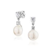 ราคา Glintz Pearl DeFancy ต่างหูเงินแท้ ต่างหูห้อย มุกธรรมชาติ ฝังเพชร cubic zirconia ทรงหยดน้ำ (20071584190)