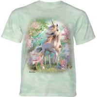 ราคา เสื้อยืดสีไทผ้าฝ้ายยูนิคอร์นสำหรับผู้ชายและผู้หญิงสีเขียวภูเขาอเมริกา (21250328892)
