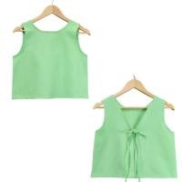 ราคา เสื้อครอปแขนกุดผ้าฝ้ายสีพาสเทลผ้านุ่มใส่สบาย (18879803754)