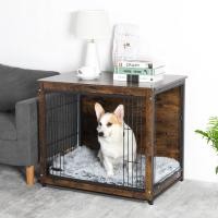 ราคา BingoPaw กรงสุนัข แบบกรงสุนัขใหญ่ 80 5x59x70cm หน้าท็อปไม้ เหล็กเคลือบผิว Heavy Duty Wooden Dog Crate Furniture Side Table Style Sturdy Iron Metal Crate Frame Double Doors with Tray (20978912234)