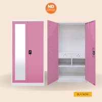 ราคา สินค้าขายดี ตู้เสื้อผ้าเหล็ก บานกระจกเงา ออกใบกำกับได้ (18944894425)