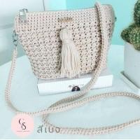 ราคา พร้อมส่ง กระเป๋าสะพายข้าง กระเป๋าถัก Handmade ถักโครเชต์ งานฝีมือ กระเป๋าแฟชั่น มินิมอล สำหรับผู้หญิง (21300120644)