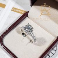 ราคา แหวนเงินแท้ฝังเพชร Moissanite 2 กะรัต (18806996426)