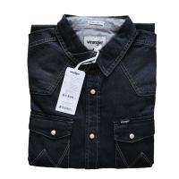 ราคา Wrangler เสื้อเชิ้ตชาย ไม่ยืด สีดำฟอก ของแท้จากช็อป (21081455842)
