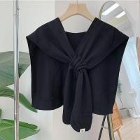 ราคา ผ้าคลุมไหล่ผ้าถักสำหรับผู้หญิงแบบใหม่ปี2023เสื้อตัวนอกแบบไขว้แบบบางแมทช์ลุคง่ายสำหรับฤดูใบไม้ร่วงและฤดูหนาวเสื้อกั๊กคล้องคอปกป้องกระดูกสันหลังส่วนคอแบบดูแพง (15754687647)