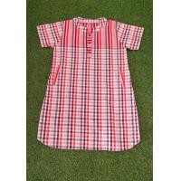 ราคา ชุดเดรสผ้าขาวม้า เสื้อผ้าขาวม้า คอจีน แขนสั้น ใส่สบาย (15980090851)