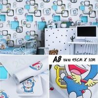 ราคา วอลเปเปอร์ตกแต่งห้อง สติ๊กเกอร์ติดผนัง ลายโดเรม่อน Wallpaper pvc กันน้ำ มีกาวในตัว กว้าง 45 ซม ยาว 10 เมตร (18336789618)