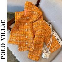 ราคา เสื้อโค้ทลายตารางสีส้มสำหรับผู้หญิงเสื้อโค้ทแฟชั่นสไตล์ฝรั่งเศสกลิ่นหอมขนาดเล็กเสื้อโค้ตสตรีผ้าทอสีขาวขั้นสูงสำหรับฤดูใบไม้ผลิและฤดูใบไม้ร่วง (21002212503)